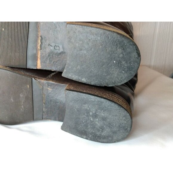 Charles David Women's Sz 7 B Brown Leather Riding Boots Vibram Soles FLAWS - Picture 7 of 12